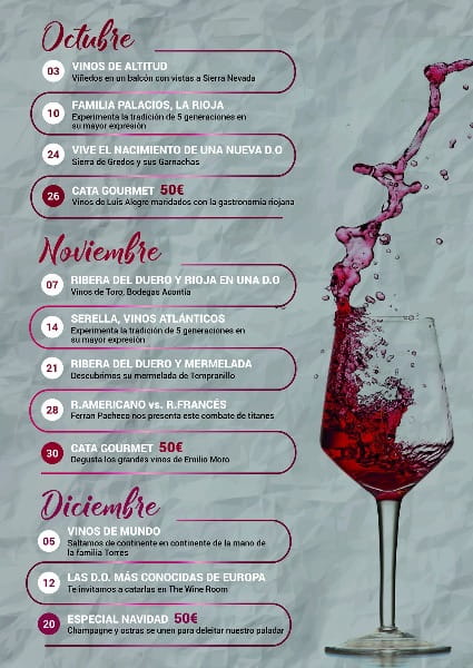 Calendario de catas de vino en la casa del rey 2019