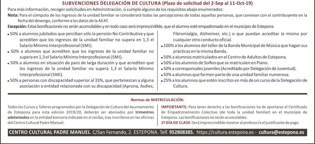 subvenciones cursos y talleres en Estepona