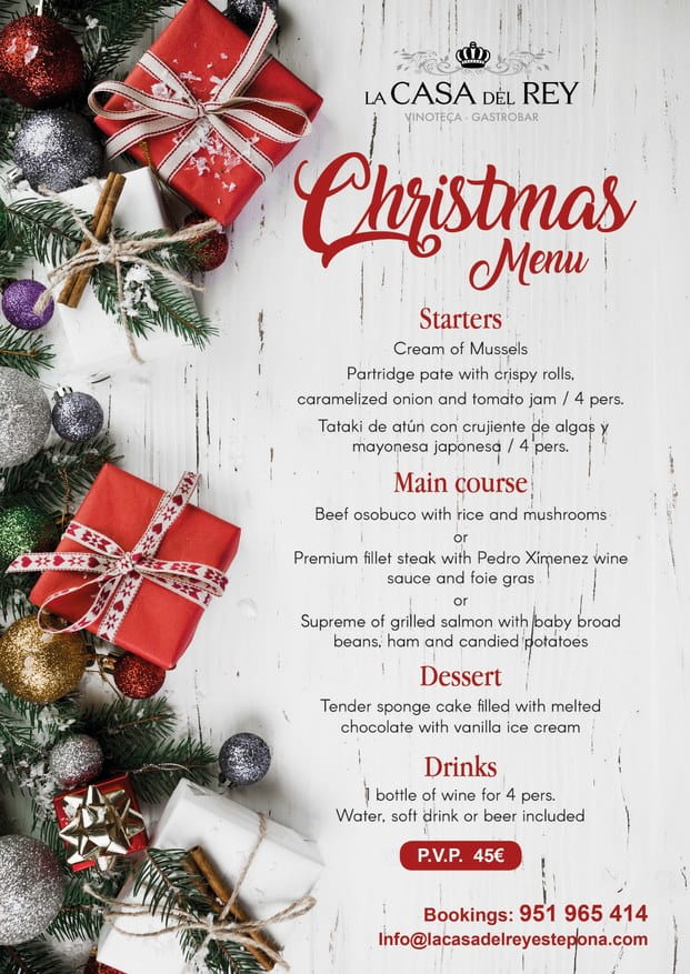Cena de navidad Casa del Rey Estepona 2019 ingles 2