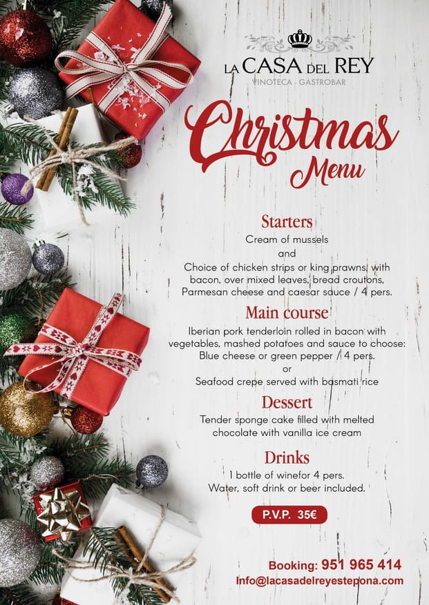 Cena de navidad Casa del Rey Estepona 2019 ingles
