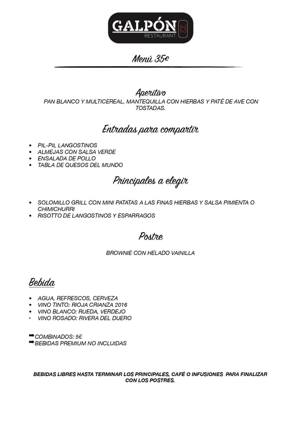 Menu cena de navidad Galpón 22 Estepona 2019 1