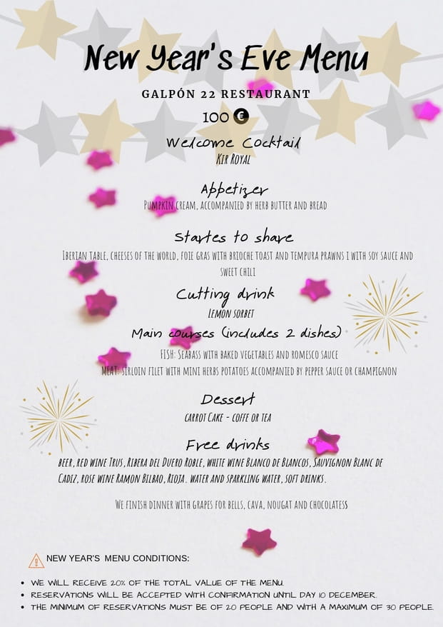 Menu cena de navidad Galpón 22 Estepona 2019 3