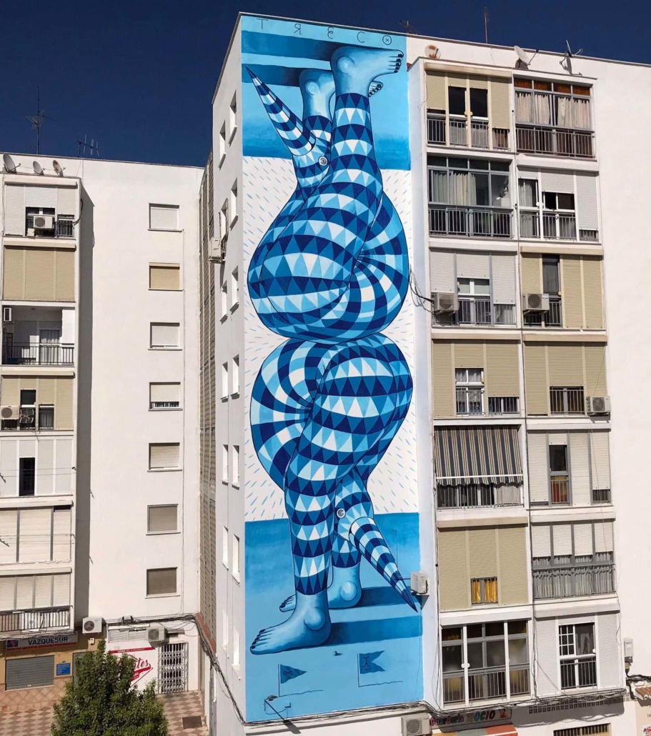 Mural de Andre Farkas, la fase azul del pajarito curioso